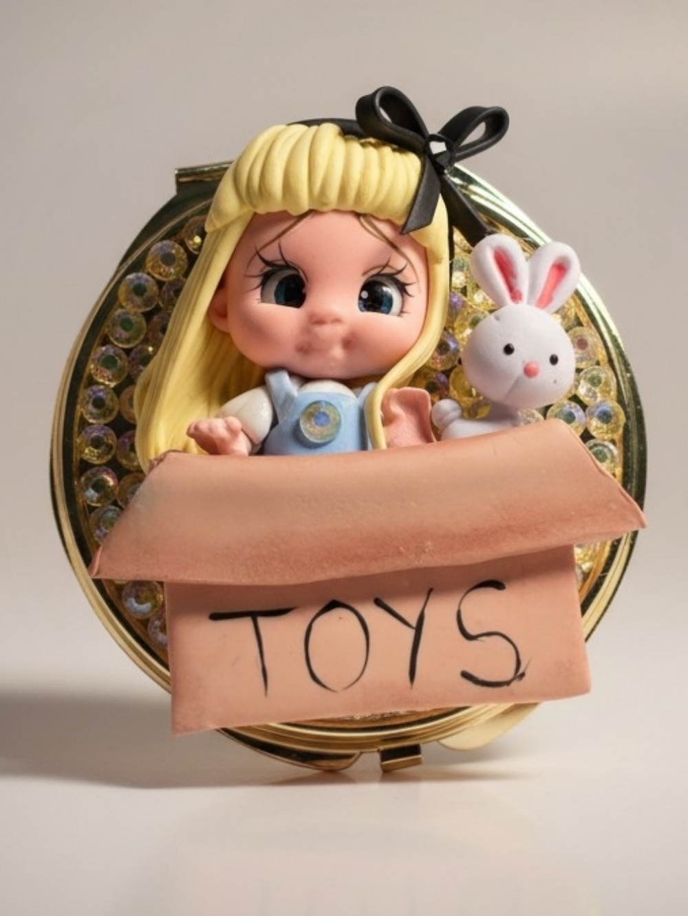 ​Bling Alice Toy Box Compact Mirror | Custom Rhinestone Makeup Mirror